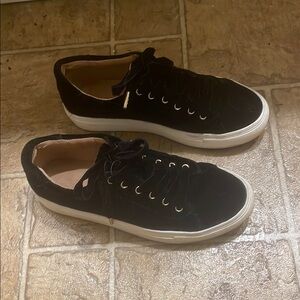 LOFT Black Sneakers with Lace-Up Design and White Soles